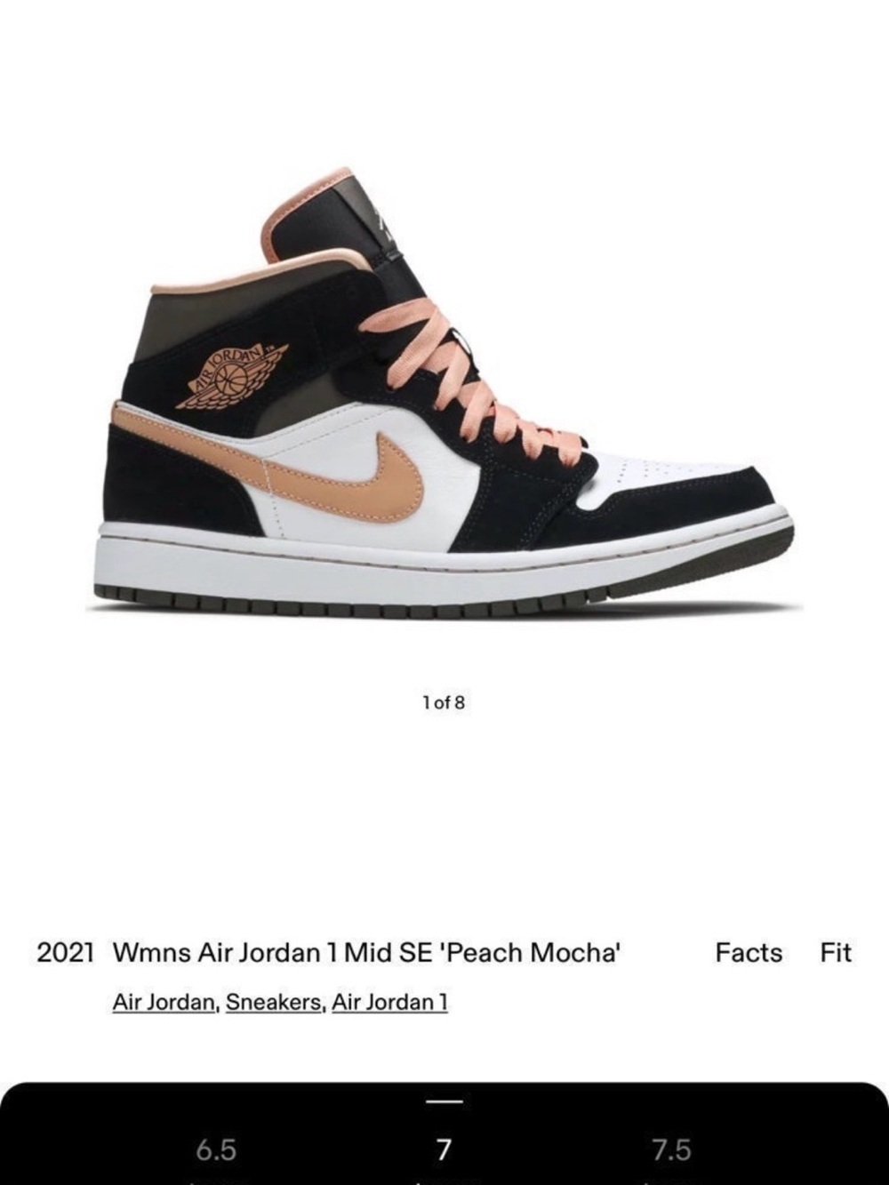 Jordan Women’s High-Top Sneakers in Black, White & Peach